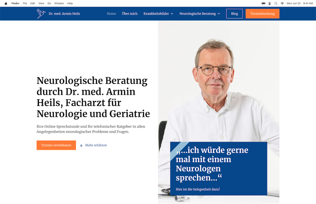 Website Hero von Online Neurologie Armin Heils